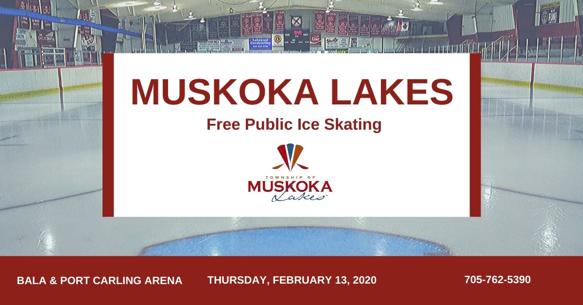 MuskokaLakesTwp's tweet photo. Free Public Ice Skating will be available tomorrow from 10:00 a.m. - 11:00 a.m. at both the Bala and Port Carling Arena. #MuskokaLakes #Muskoka https://t.co/l9JpSqUKSJ
