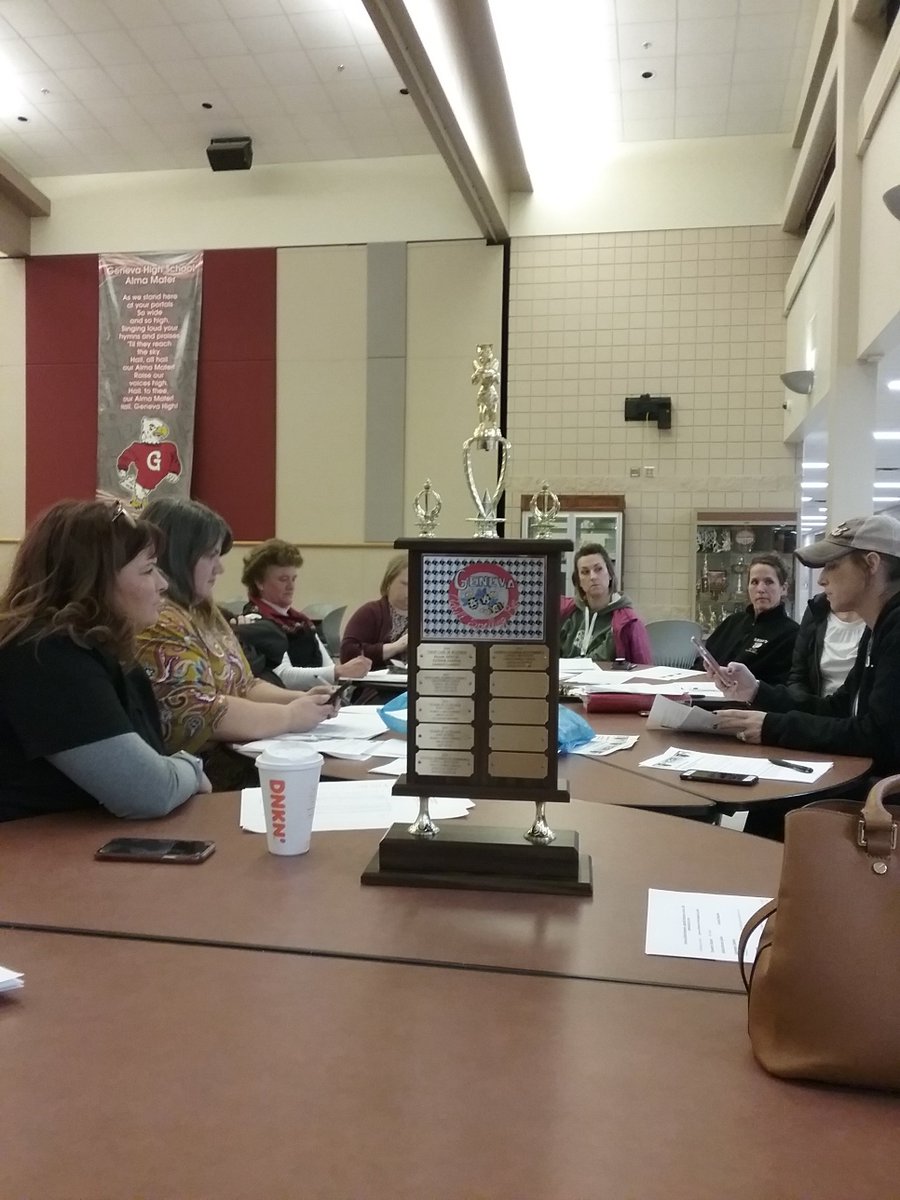 Stinger at the most recent Geneva Athletic Boosters meeting giving advice on the best place to buy trophies.