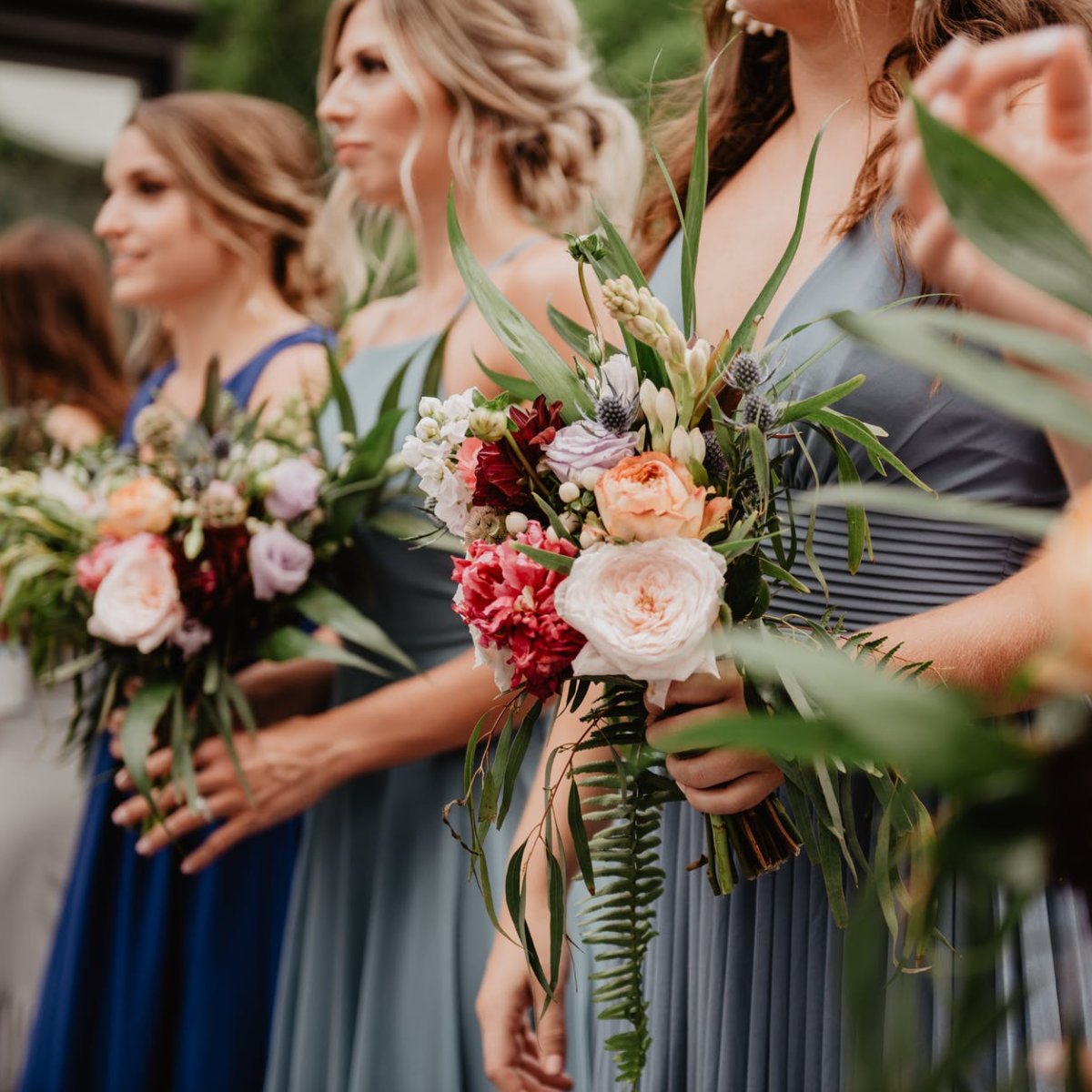 Find the perfect style and hue for your bridesmaids by booking an appointment today.