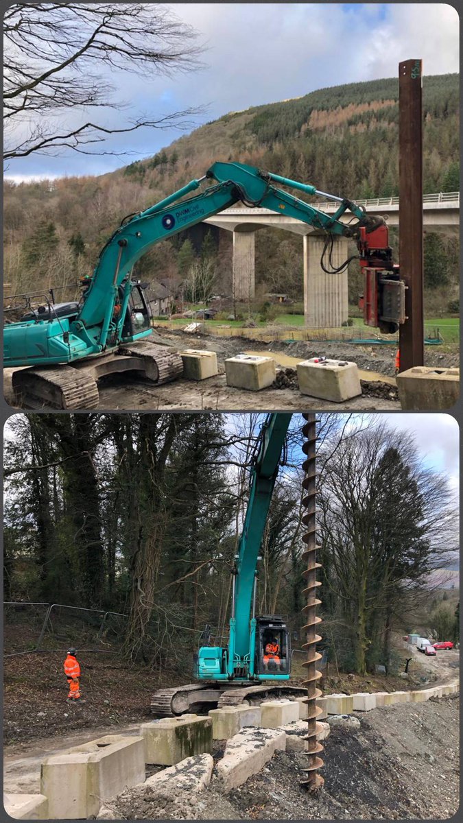 DWM_Civils's tweet photo. Mobilised today in the Lakes with the Kobelco SK350 with the Movax SG75v and BA2200 Auger installing temporary works to facilitate new haul road works ahead of heavy civils works. #deliveryingprojects https://t.co/d0HhD1MHZU
