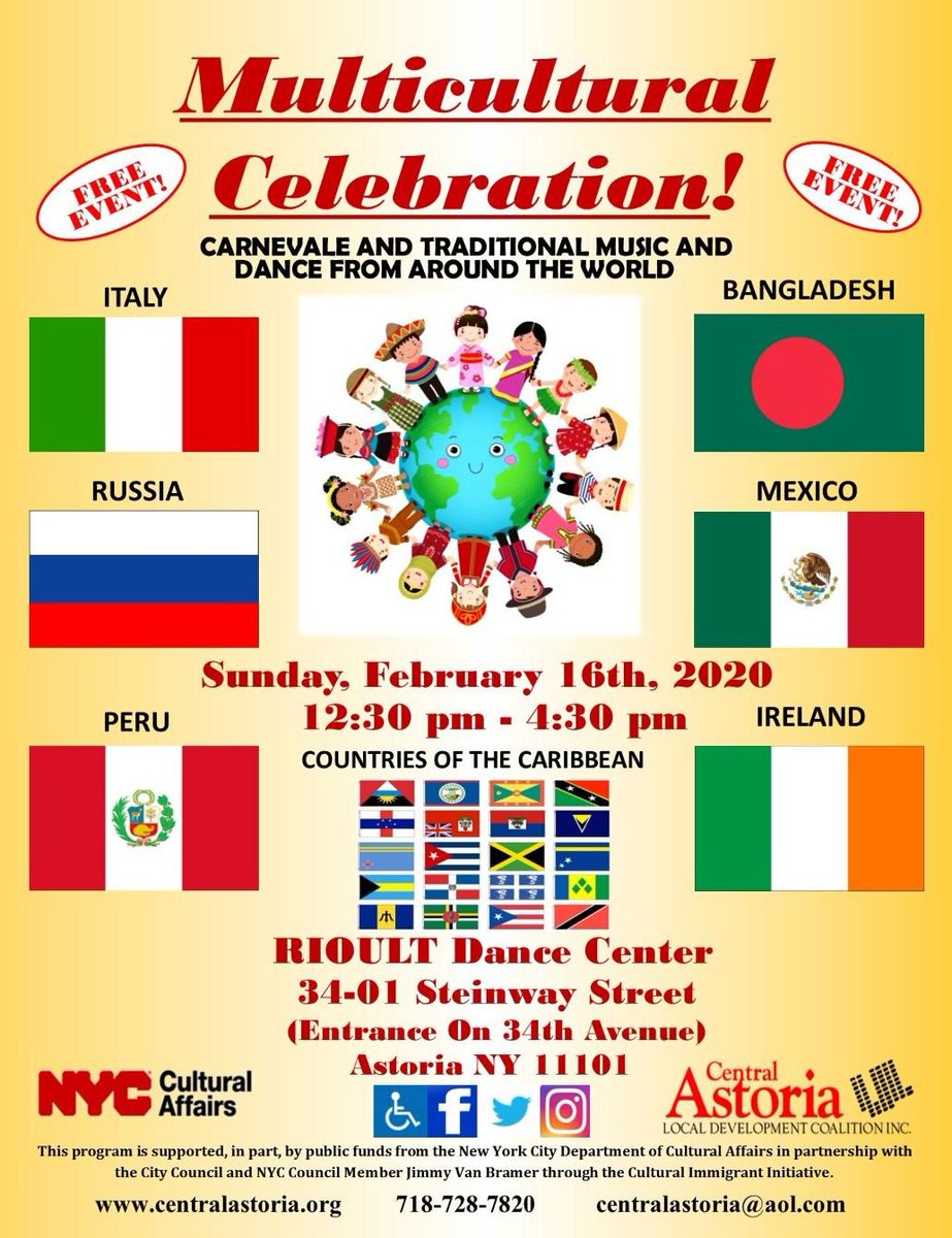 Central_Astoria's tweet photo. Our #WednesdayMotivation is that our #MulticulturalCelebration is only 4 DAYS AWAY!
Come and join us at @RIOULT from 12:30-4:30pm and enjoy carnevale and traditional dances from around the #world! https://t.co/KzSr89M8i9