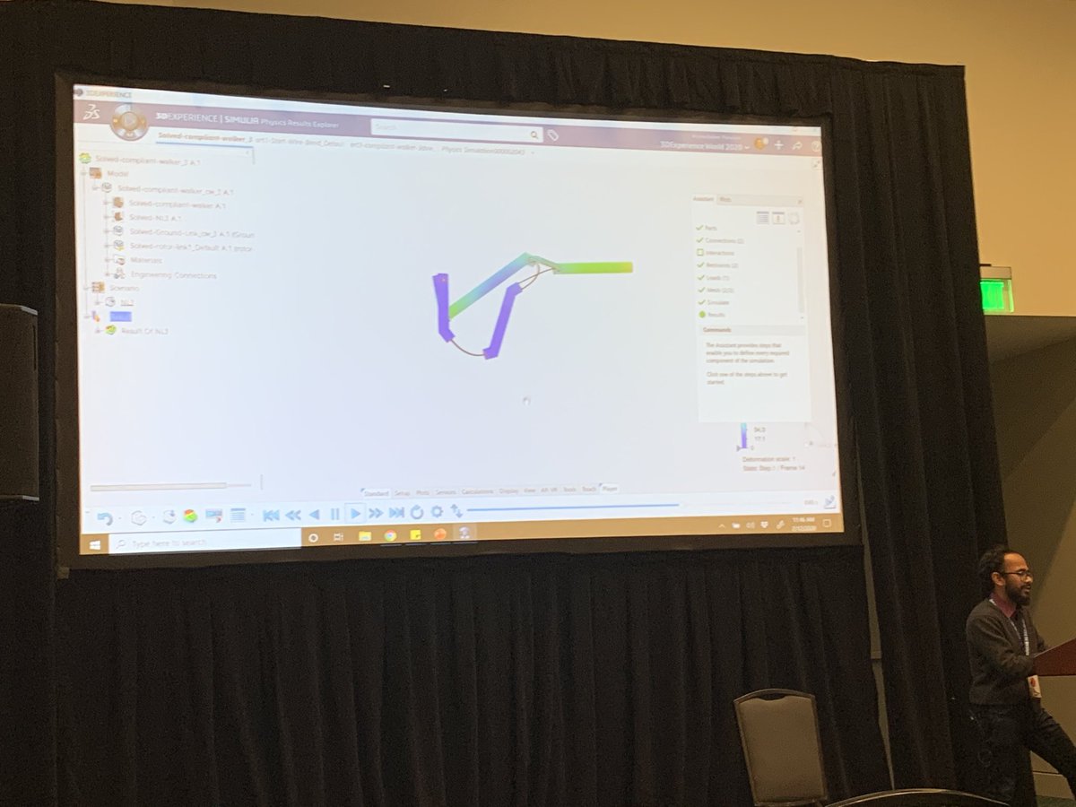 ntillet's tweet photo. Another great live demo of a flexible mechanism done with SIMULIAWORKS #3DXW20 #SOLIDWORKS https://t.co/K4xS0dJxCP