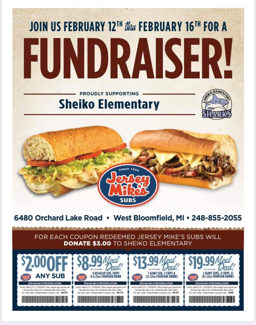 Great news; you can start using this coupon today! Eat great and support Sheiko while you do! Use as many times as you like over the next 5 days! Print or simply show the cashier the photo on your phone &amp; make sure to share with all your friends! #sheikosharkslovejerseymikes