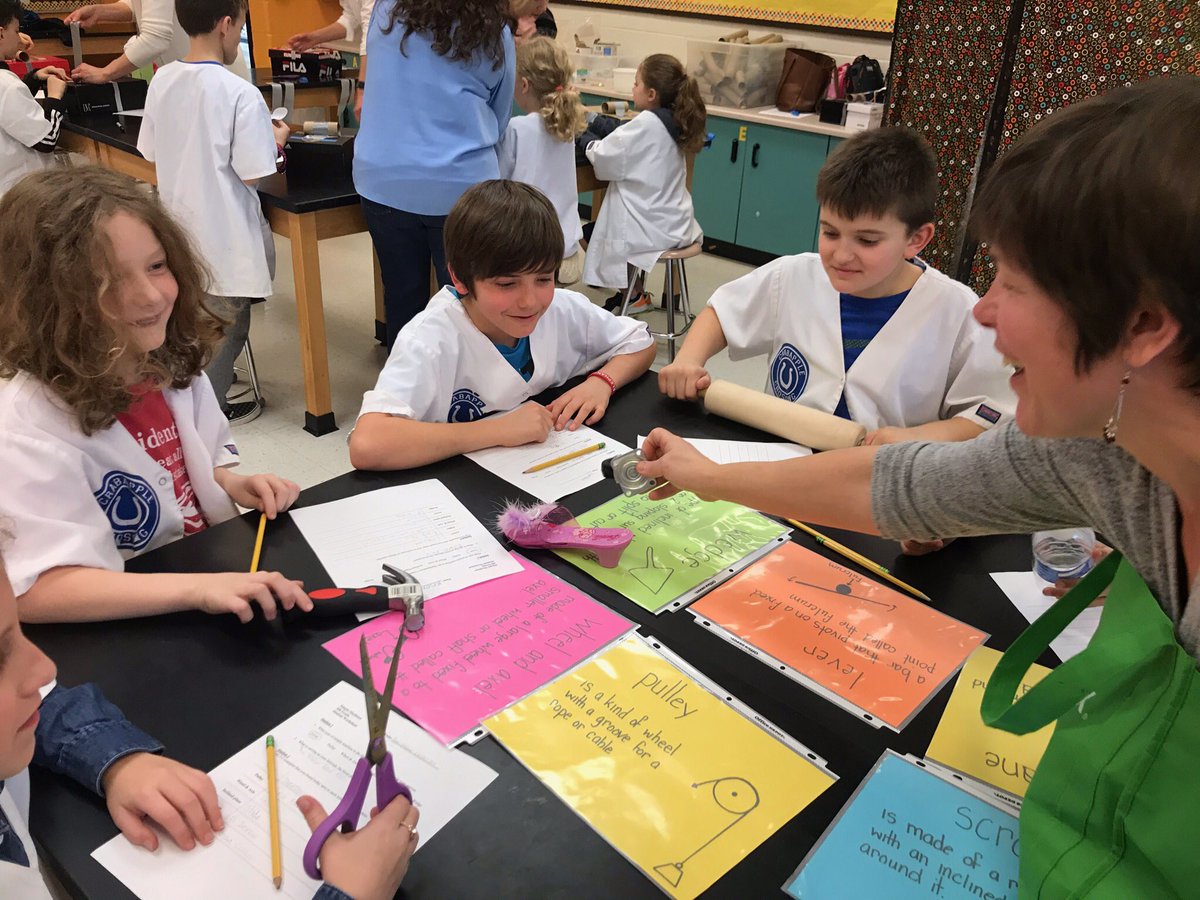 cces_sciencelab's tweet photo. This afternoon, Mrs. Lake’s 4th grade B2 explored simple machines and even built one of their own.  Thank you parent volunteers! @CCES_Colts_PTO @dr_cheatham https://t.co/pj7g9HEhkd