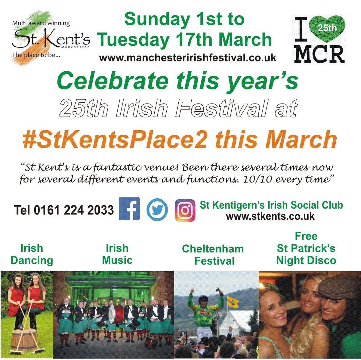 Watch out for some great #IrishEvents to celebrate this years 25th #ManchesterIrishFestival 1-17 March @StKentsPlace2B #Fallowfield #Manchester