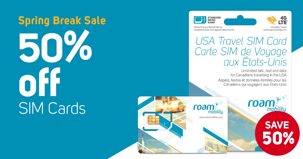 Get 50% off #USA Travel SIM cards for Spring Break, plus free international shipping! #Offer ends March 31, 2020. bit.ly/2w4sdPR