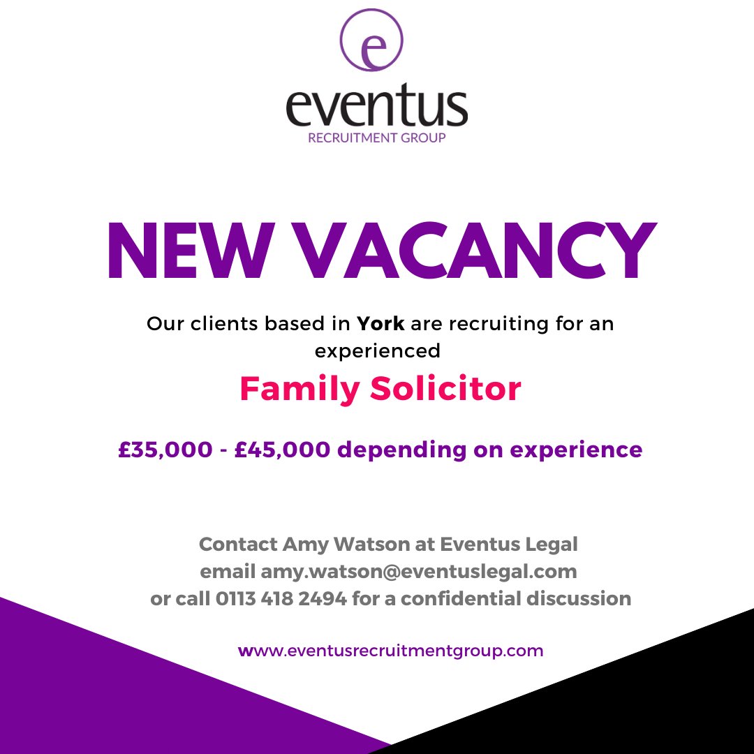New Vacancy just in!!
Our client is looking for an experienced Family Law Solicitor based in York.
For more details of this role click on the link.
pos.li/2ex069

#familylaw #familylawsolicitor #familylawsolicitorjobs #legaljobsyork #legal  #solicitor #legalrecruitment