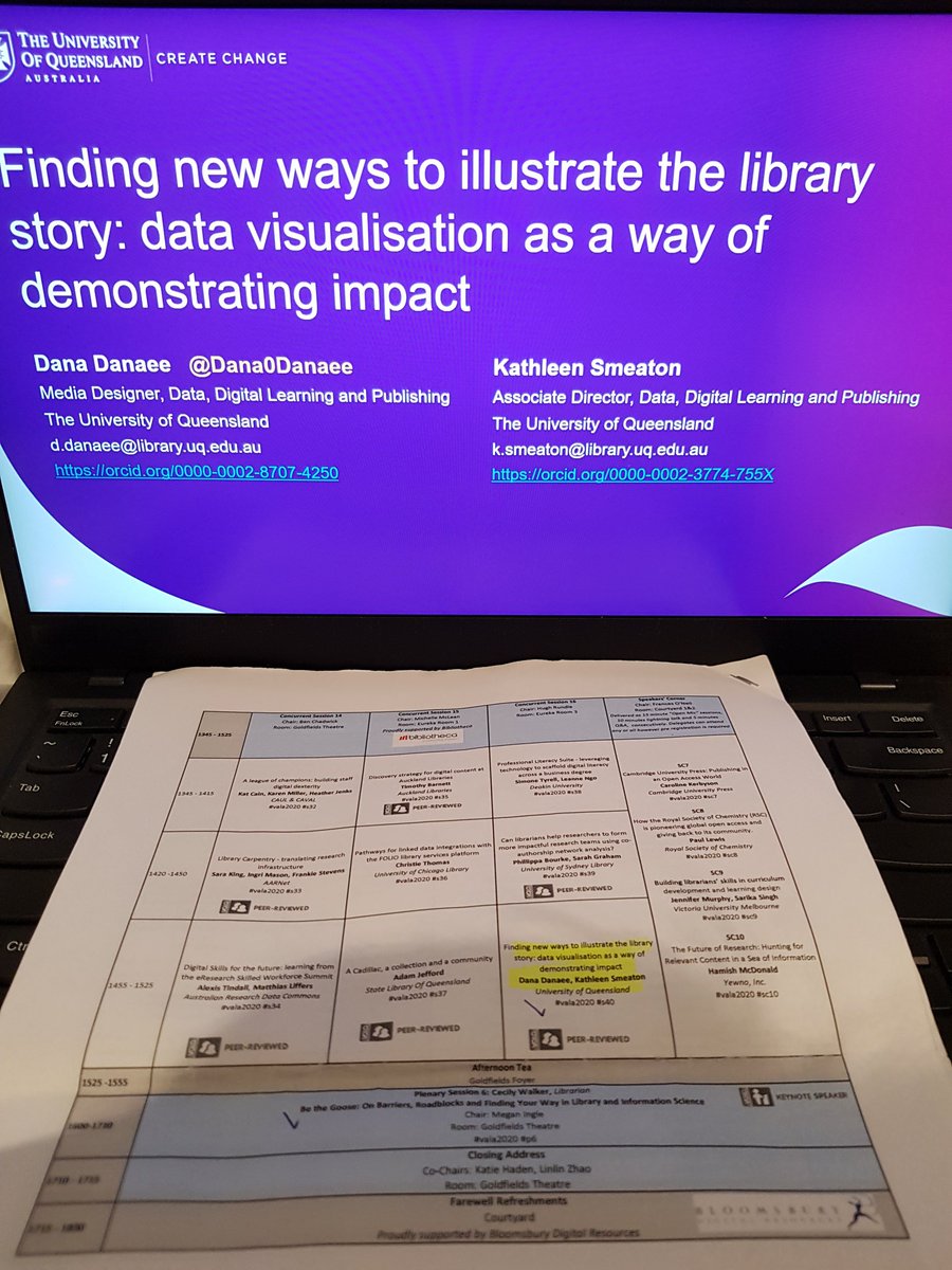 Today is day, come and see me talk about #DataVisualisation, #LibraryImpact and #LibraryProjects at 14:55 session 16, room 3. #vala2020 #s40