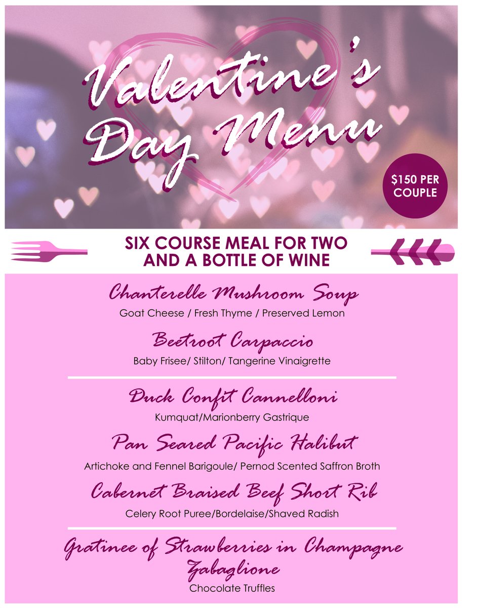 We hope you choose to spend Valentine's Day with us!  Contact the Vintage Room at 503-848-2986 to make your reservation today!