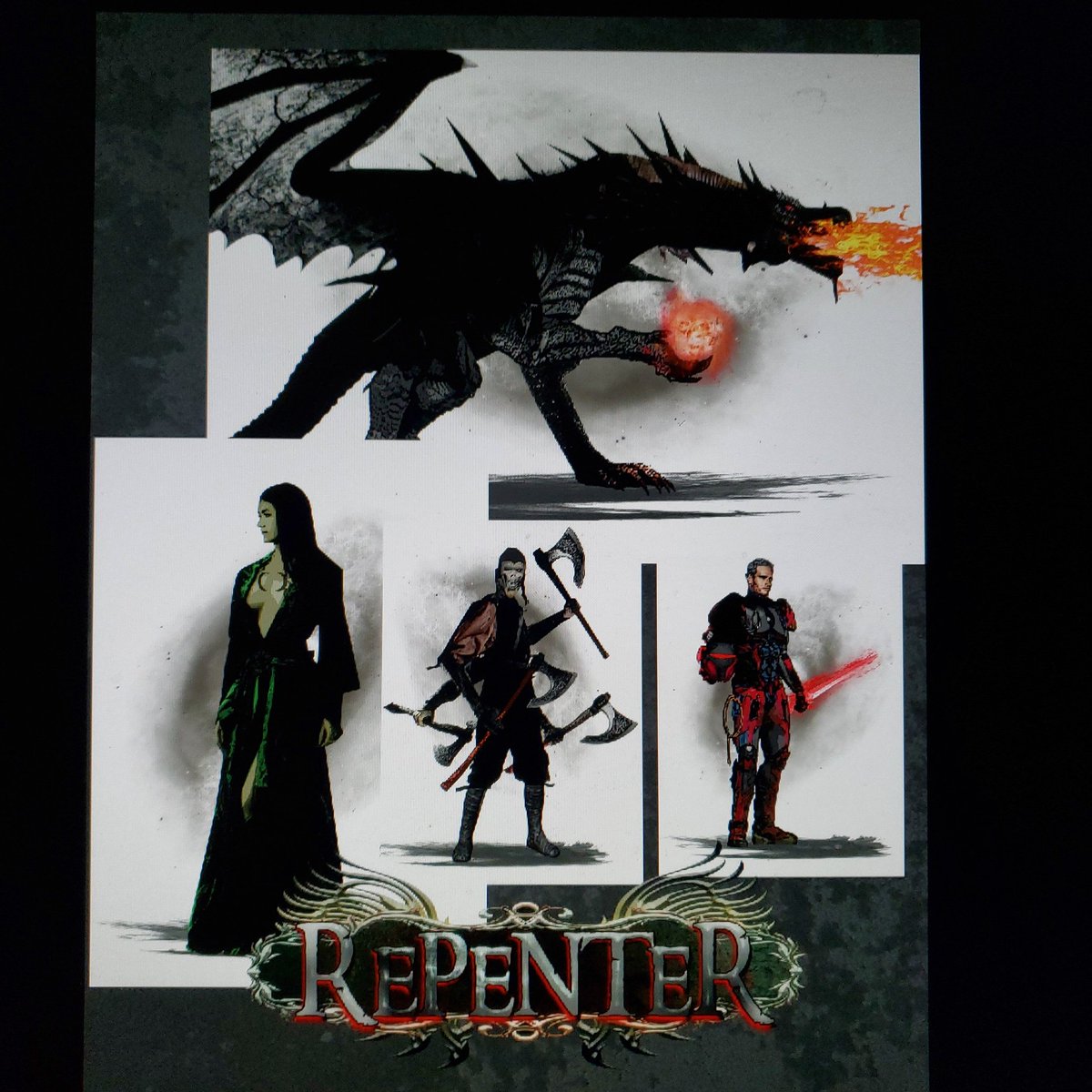 CartoonCaveman's tweet photo. Small sampling of concept work for a new Fantasy series called: Repenter. The books may be out now, or soon will be. The author is James McGowan. Sort of Masters of the Universe meets Game of Thrones with some SciFi. #dragon #fantasy #repenter https://t.co/ErbRctoNpN
