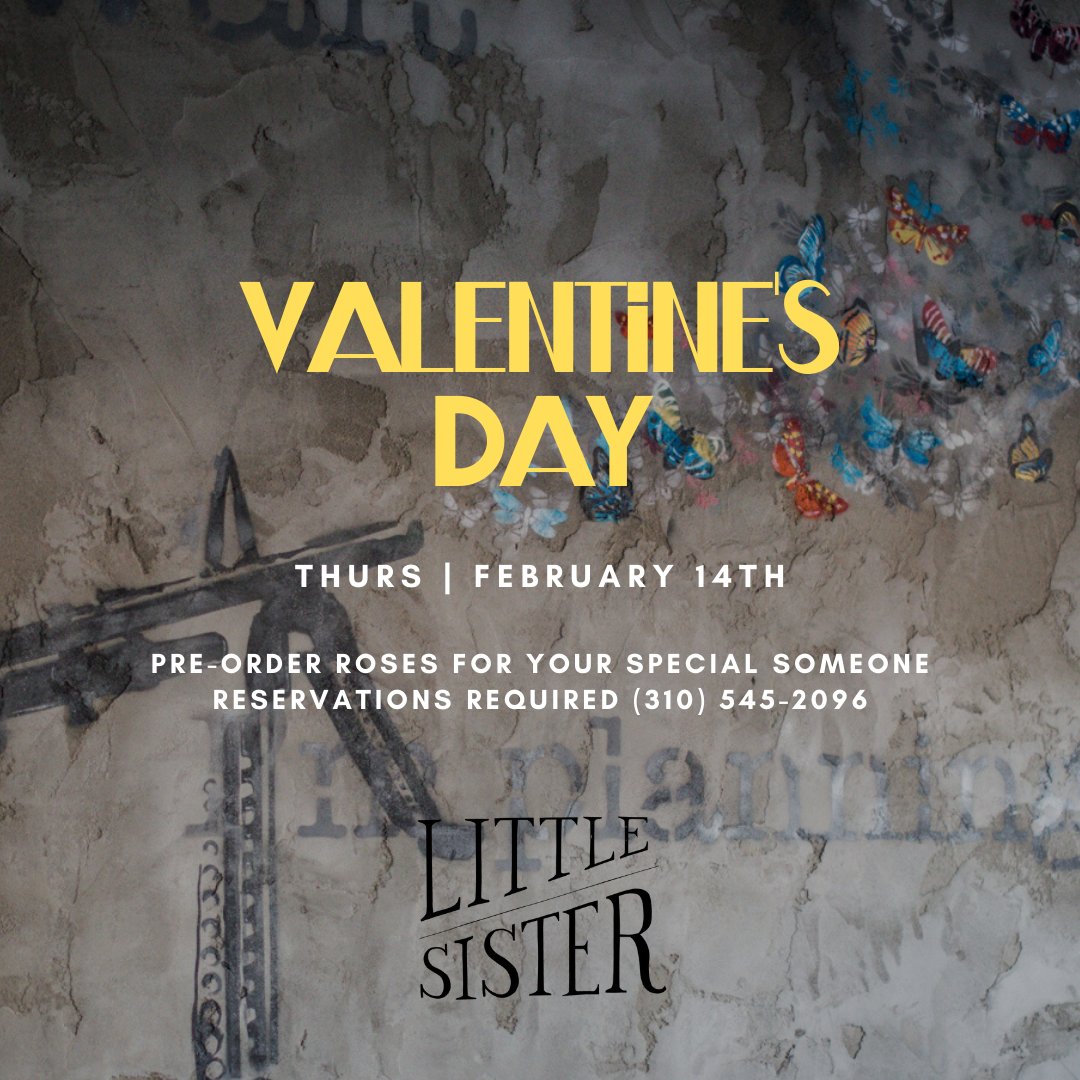 Are you ready for Valentine's Day? Book your table and pre-order roses to make your evening extra special!
.
.
.
#littlesisterMB #manhattanbeach #southbay #eaterLA #foodies #eatmunchies #LAist #YelpLA #eeeeeats #latimesfood #munchies #eatguide #noleftovers #valentineday