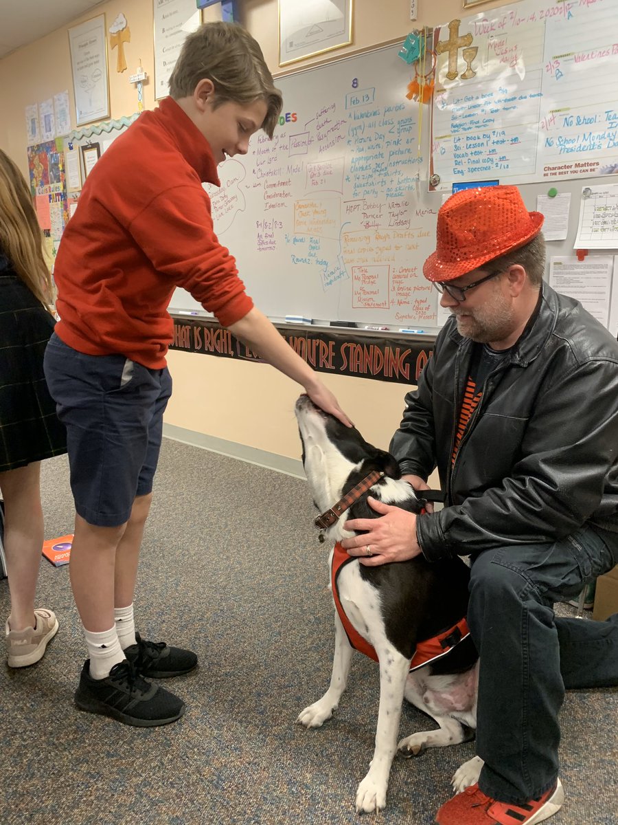 stmkcschool's tweet photo. Dancing Dan Tanner and Sid delivered all the candy grams to students today! Huge thank you to our STM family for supporting Dan in his efforts to raise money for our school and the BMA Foundation! #dancingdan @BMAFoundationKC https://t.co/c0VIh9v6zf