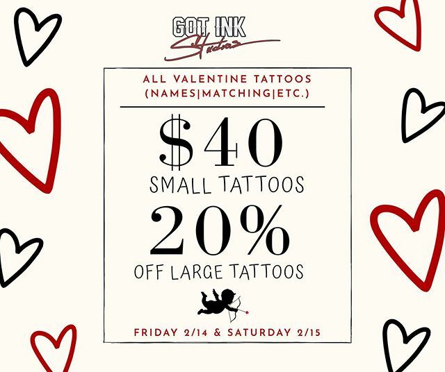 GotInkStudios's tweet photo. Tag your Valentine!!! 💖💘💞 https://t.co/G4BOPh2DiU