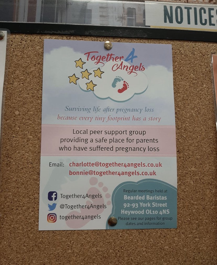 Together4Angels's tweet photo. A busy day signposting our group in local gps, pharmacies and supermarkets on community boards, can you help us? Do you have a community board #Together4Angels #heywood #rochdale #supportgroup #support #babyloss #pregancyloss https://t.co/981vH3vhvU