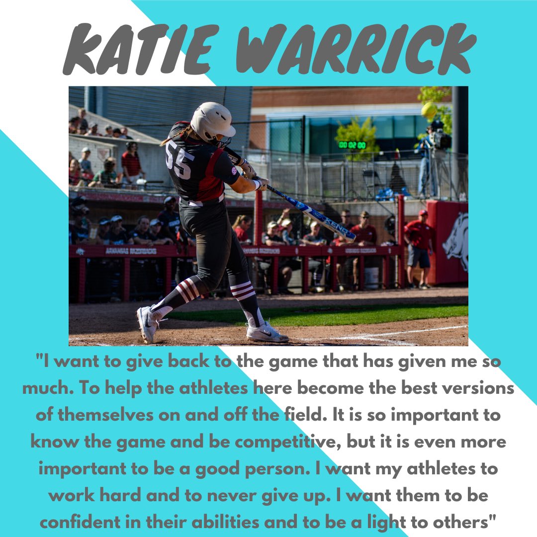 Welcome our new hitting instructor at the Warehouse! She is a former Razorback Softball Player <a href="/catdwarr/">Katie Fears</a> !
Monday, Tuesday, Wednesday, and Thursday's from 5:00-9:00 is her availability. To schedule a lesson go to our website at: thewarehousesoftball.ezfacility.com