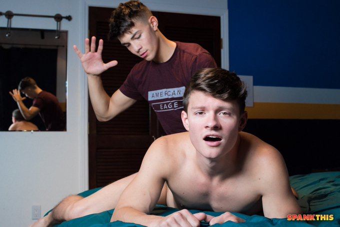 Alex Riley confesses his spanking kink to his boyfriend who gives him the go ahead to have Tyler Sweet