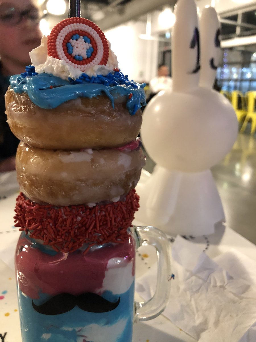 brockargue's tweet photo. Nothing like topping off a super day with a Captain America milkshake!!! #regrub #thatisamericasmilkshake https://t.co/70uI4bPsCd