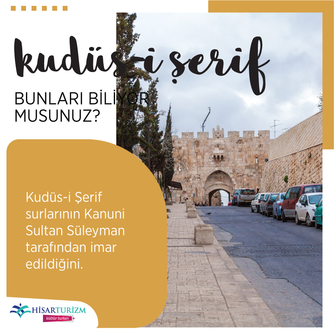 Kudüs-i Şerif Bunları Biliyor musunuz?
Kudüs-i Şerif surlarının Kanuni Sultan Süleyman tarafından imar edilmiştir.
#kültürturları #bosna #kudüs #ozbekistan #mısır #fas #balkan #tur #turlar #ziyaret #seyahat #travel #hisar