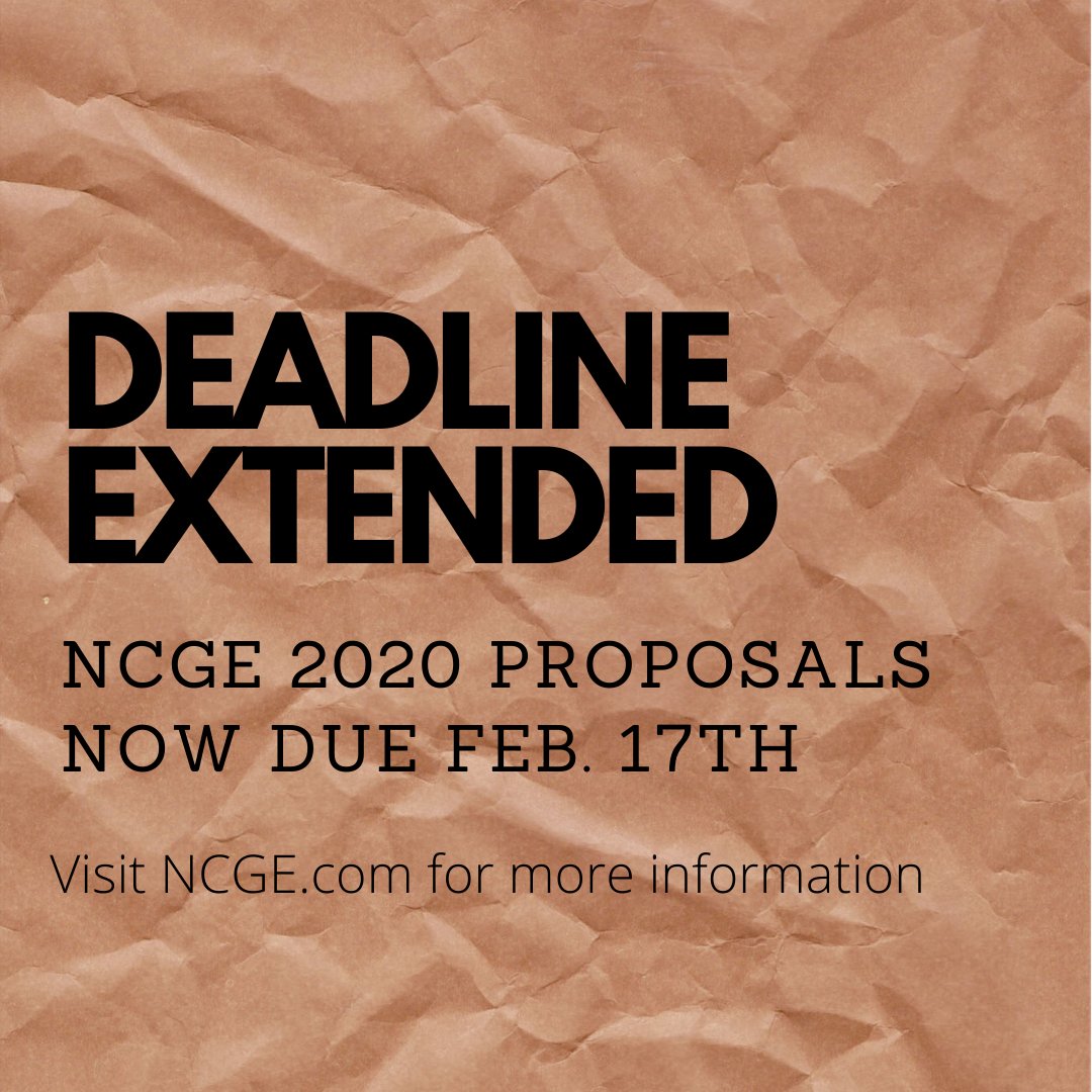 The deadline to submit proposals for NCGE 2020 has been extended! Visit NCGE.com for more information.