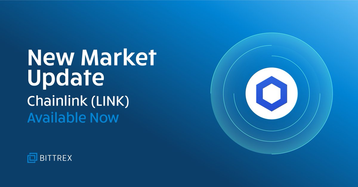 BittrexExchange's tweet image. New Markets Update: The ETH-LINK, USDT-LINK and USD-LINK markets on bittrex.com are now open for trading. For more information about Chainlink (LINK) visit: chain.link @chainlink $LINK