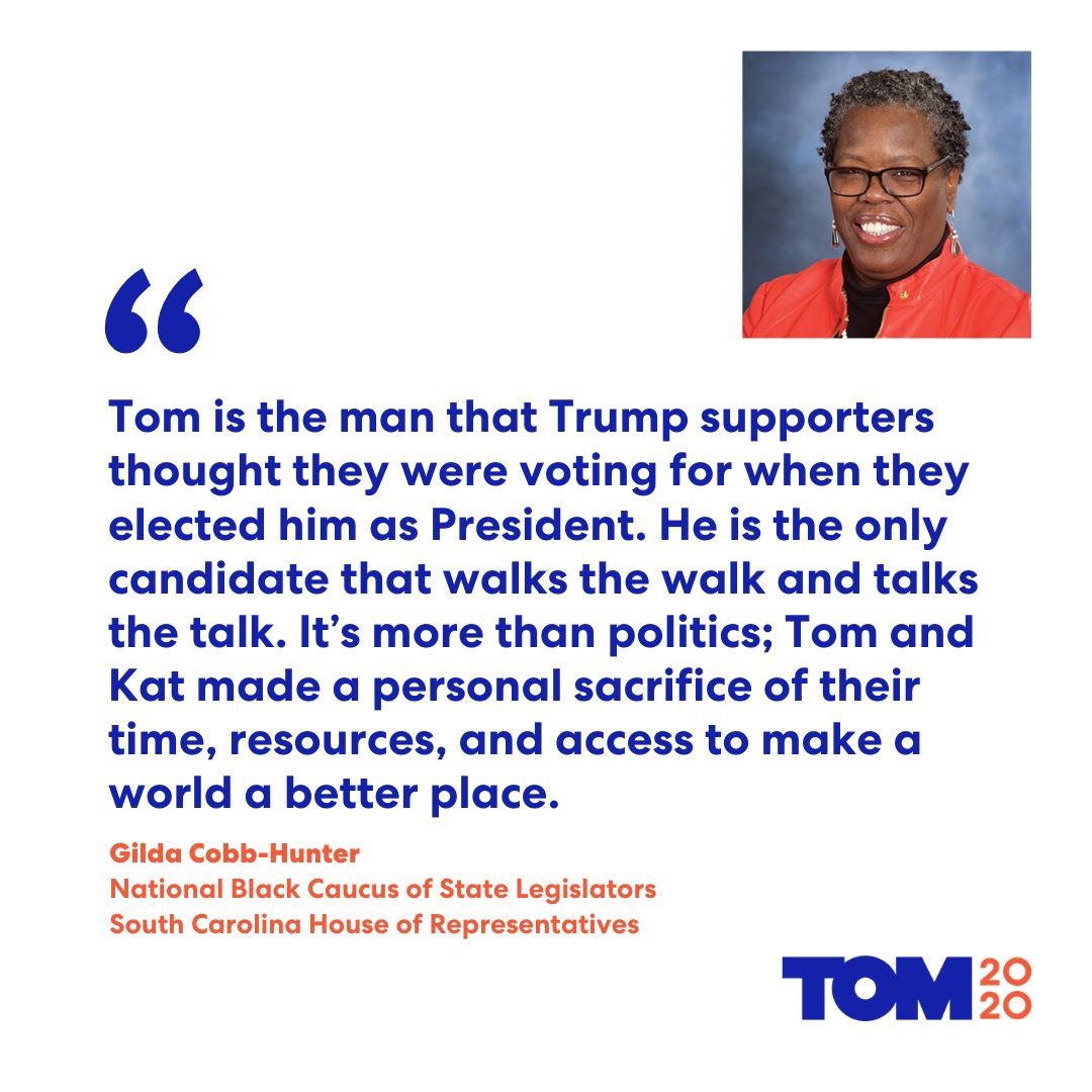 TeamTomSC's tweet photo. President of the National Black Caucus of State Legislators and longest serving member of the SC House of Representatives, Gilda Cobb Hunter, has become the latest lawmaker to show her support for Tom Steyer!
#TeamTomSC #SteyeredUp #Tom2020 https://t.co/kK3FPDJdm0