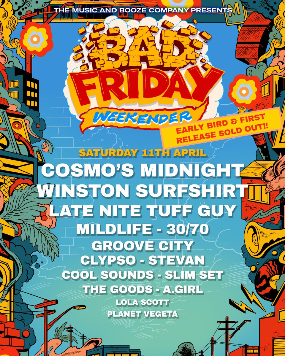We're stoked to have <a href="/LateNiteTuffGuy/">Late Nite Tuff Guy</a> &amp; Groove City playing Bad Friday Weekender on Saturday 11th April! 🚀