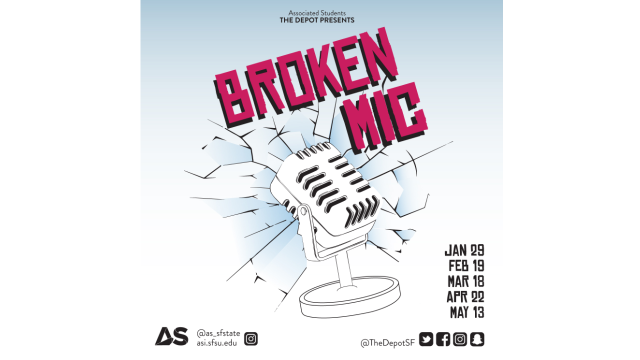 thedepotsf's tweet photo. Our next Broken Mic is right around the corner, and we're calling all y'all to the stage! Come by The Depot from 6-9p.m. to show off those hidden talents. 🎸🎤 sign-ups open at 5:30p.m.
.
.
.
.
#BrokenMic #OpenMic #Free #TheDepotSF #SanFrancisco #SF #SanFranciscoStateUniversity https://t.co/EZYmH5FRhn