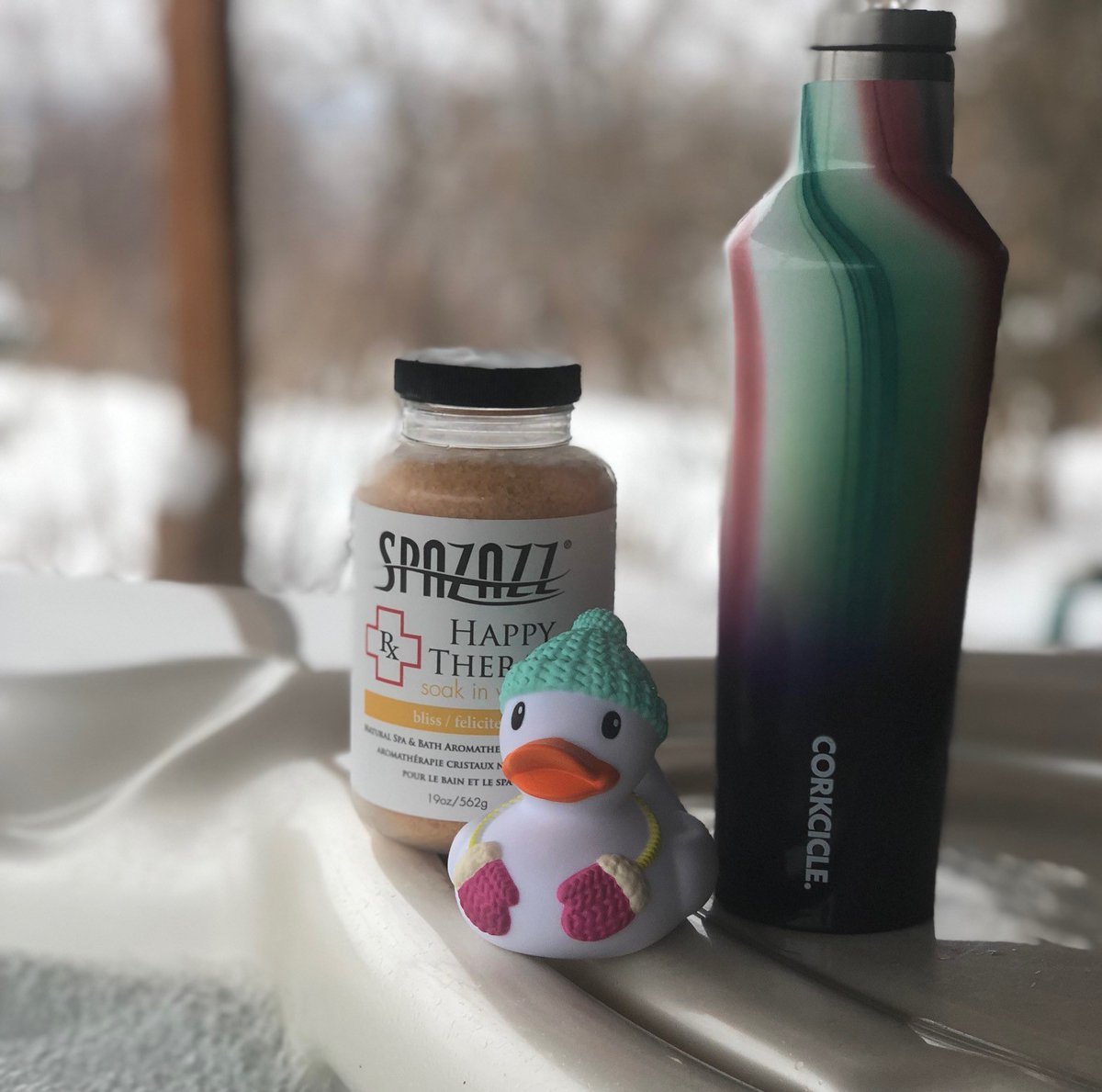 We love staying hydrated while we tub. And our current favorite is the Corksicle Aurora Canteen. Save $5 on yours when you mention code word HYDRATION in either of our stores!

P.S. It pairs nicely with your favorite SPAZAZZ and ducky!