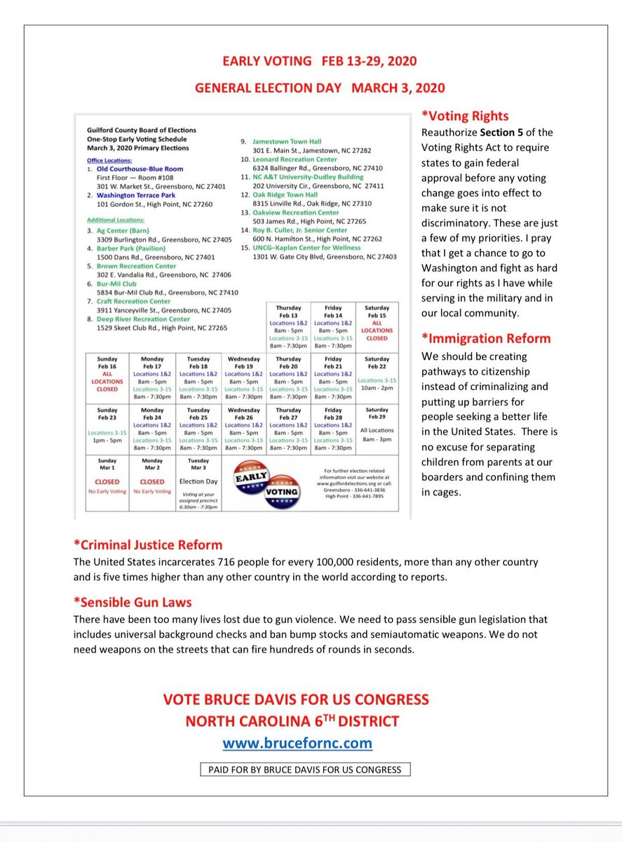 brucefornc's tweet photo. I want to keep the citizens of the 6th district abreast about the issues I’m fighting for. #aseatatthetable #Igotyou #NC06 https://t.co/WEyBom0eQF