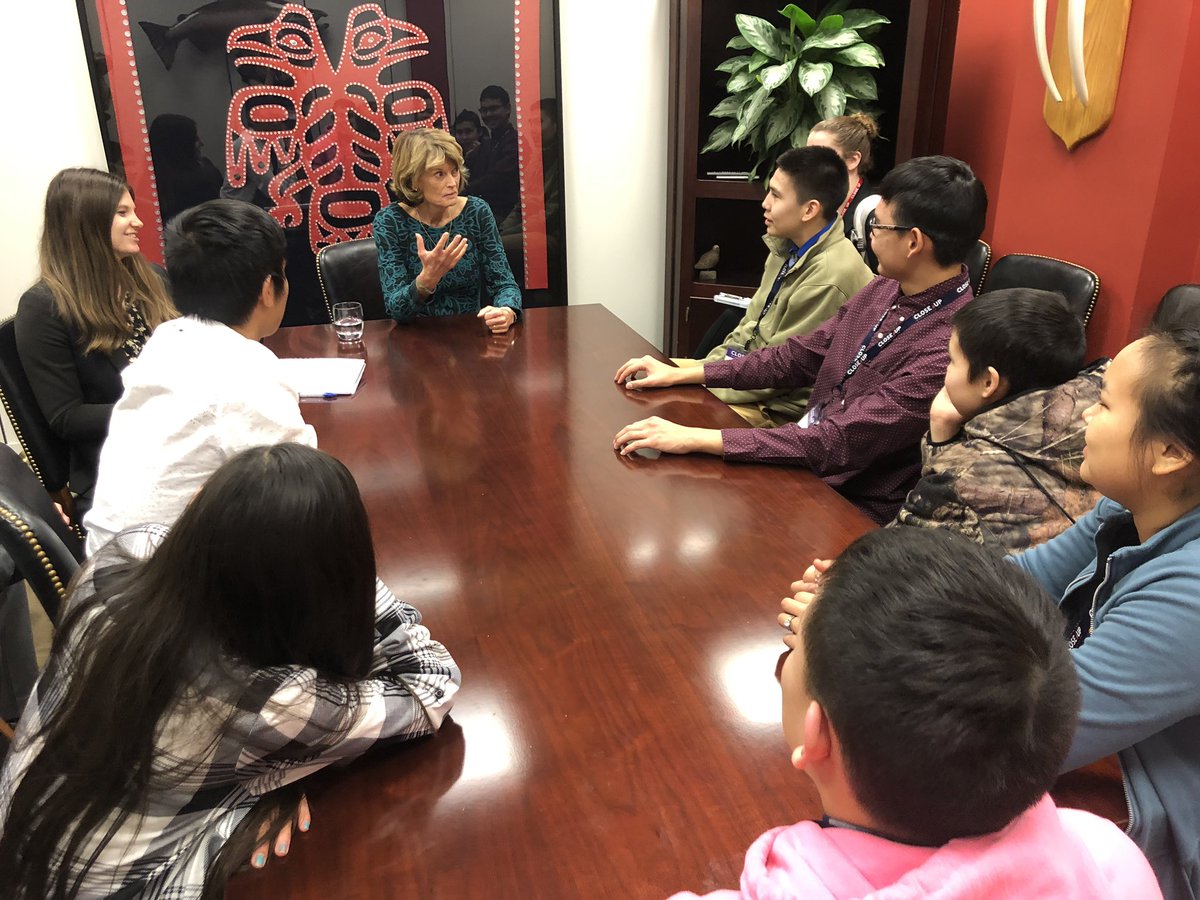 alaska22redmond's tweet photo. A HUGE THANK YOU going out to @SenDanSullivan and @lisamurkowski for talking to our New Stu Eagles today! Thank you for the inspiring words and for representing us in DC! #TheEagleWay #apoy19 @ACSAASDN @AASSP_AK @akswrs @PrincipalRJones #aktodc @CloseUp_DC https://t.co/7eBRUEtGTF