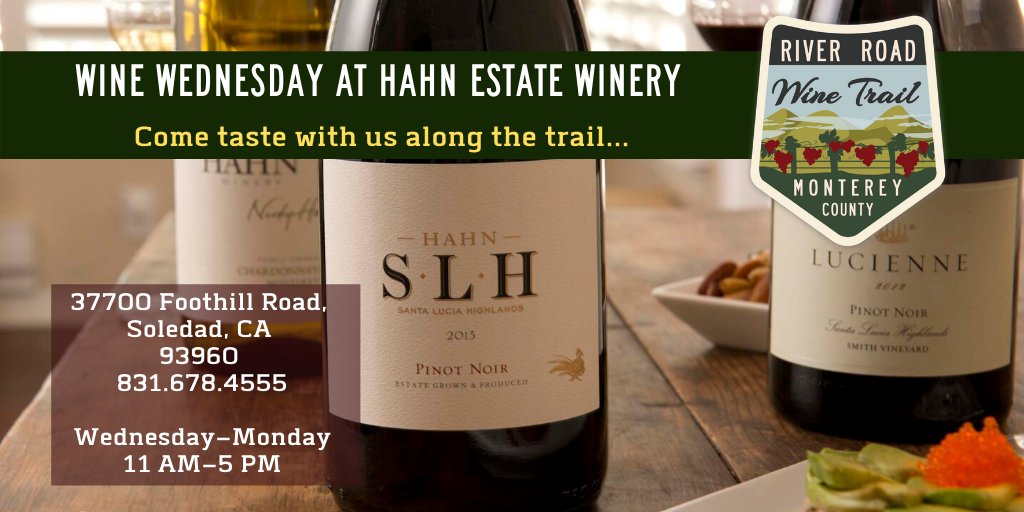 How are you doing #winewednesday? Tell us what you are pouring today!

#riverroadwinetrail #SantaLuciaHighlands#CaliforniaWine #SeeMonterey #MontereyWine #YouCanSipWithUs @winecountrythismonth @winecountrythisweek@seemonterey@montereywines@hahnwines @hahnfamilywines@hahnwines