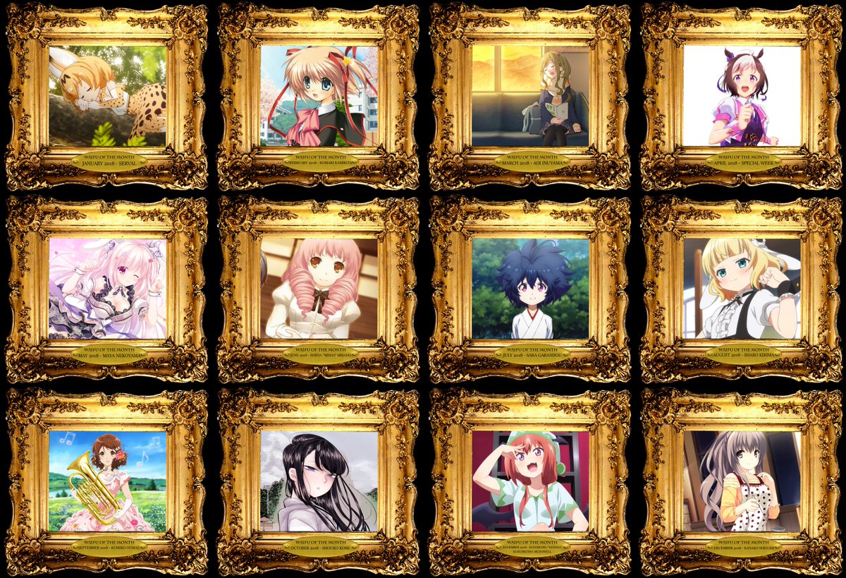 I have been awarding a "Waifu of the Month" every single month for my anime group chat for 3 years now