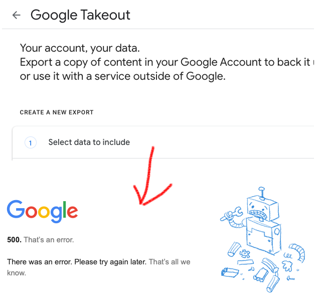 onkeaLearning's tweet image. Google sure doesn't like you leaving gsuite for another email provider. Here's what happens when you try to download your email offline: