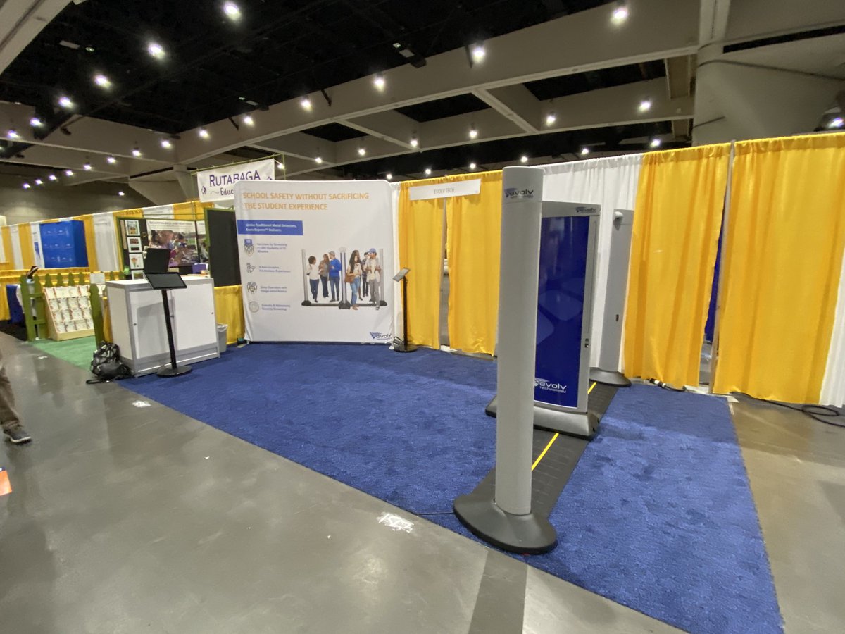 EvolvTechnology's tweet photo. We are excited to see everyone @AASAHQ’s #NCE2020 show tomorrow. We’re all set up and ready to demo the first free-flow weapons-detection system in use at several school districts already. #MakingSecurityHumanAgain https://t.co/rmRvIfH13l