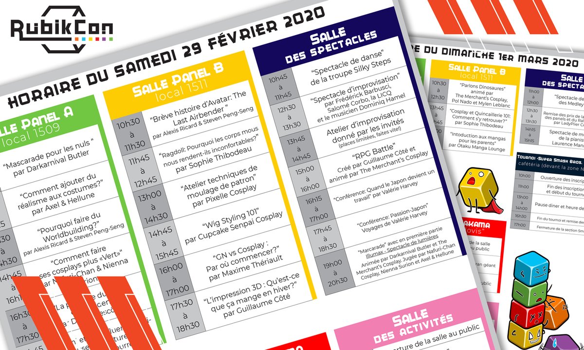 Rubik_Con's tweet photo. 🎉🎉🎉 L'horaire est en ligne! 🥳
https://t.co/i2GQ8EY1Ob
https://t.co/spM6ePTOwn
À quels activités avez-vous le plus hâte?
Venez en jaser avec nous sur notre Discord! https://t.co/C20mipqbwq https://t.co/j4jnOd53mY