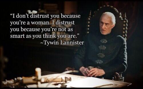 Tywin Lannister, like this youngest son, has a way with words. <a href="/GameOfThrones/">Game of Thrones</a> #GameofThrones #Throwback #Arya #aryastarks