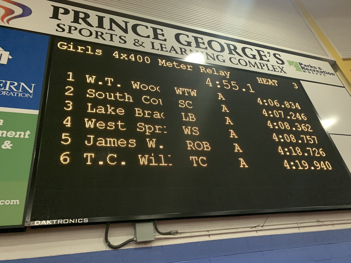 Girls <a href="/LBTrack_n_Field/">Lake Braddock XC/TF</a> 4 x 400m relay runs an incredible race and edges West Springfield at the line to place 3rd and advance to states!  Our girls team places 3rd in the Region!  Way to go Lady Bruins!
