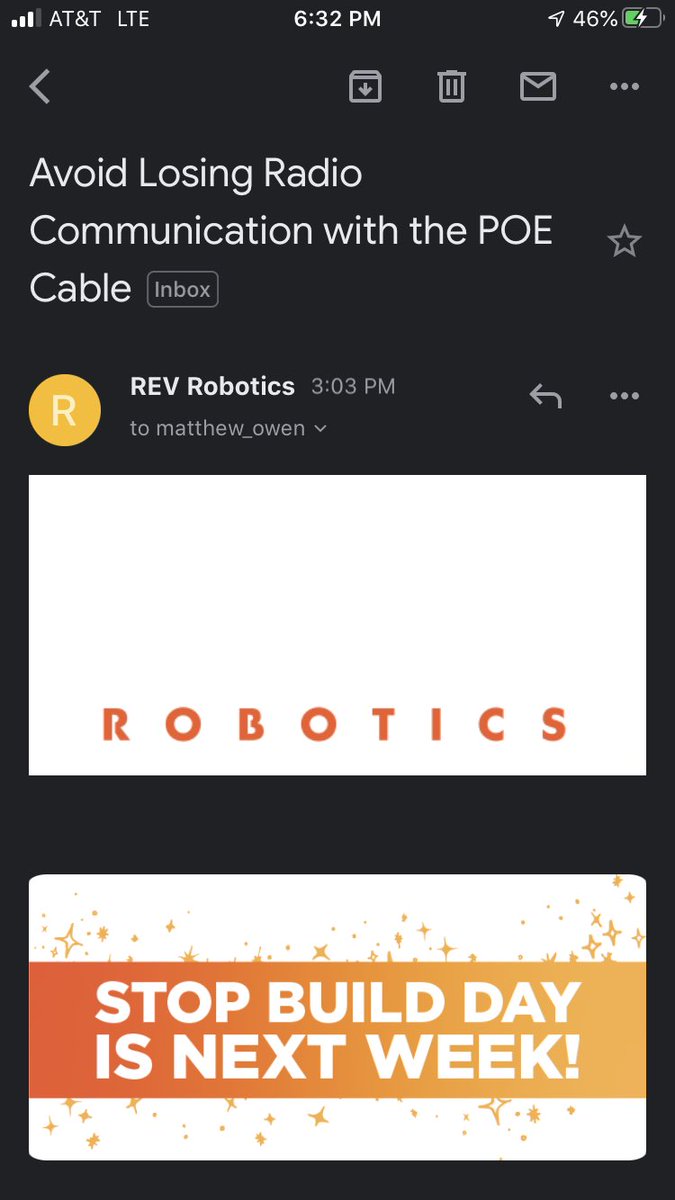 frc7275's tweet photo. Thanks for the heart attack @REVrobotics 😝😝🤪 https://t.co/ZOdTU0p0Qz