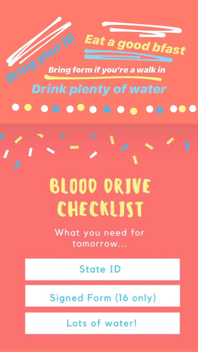GSSGlendale's tweet photo. 1. Bring your ID
2. Make sure you have your form turned in + parent permission if 16 years old
3. Drink plenty of water + eat a good breakfast @GHSstuco @MrJoshGroves @OzarksBlood https://t.co/9fVzDidb2Q