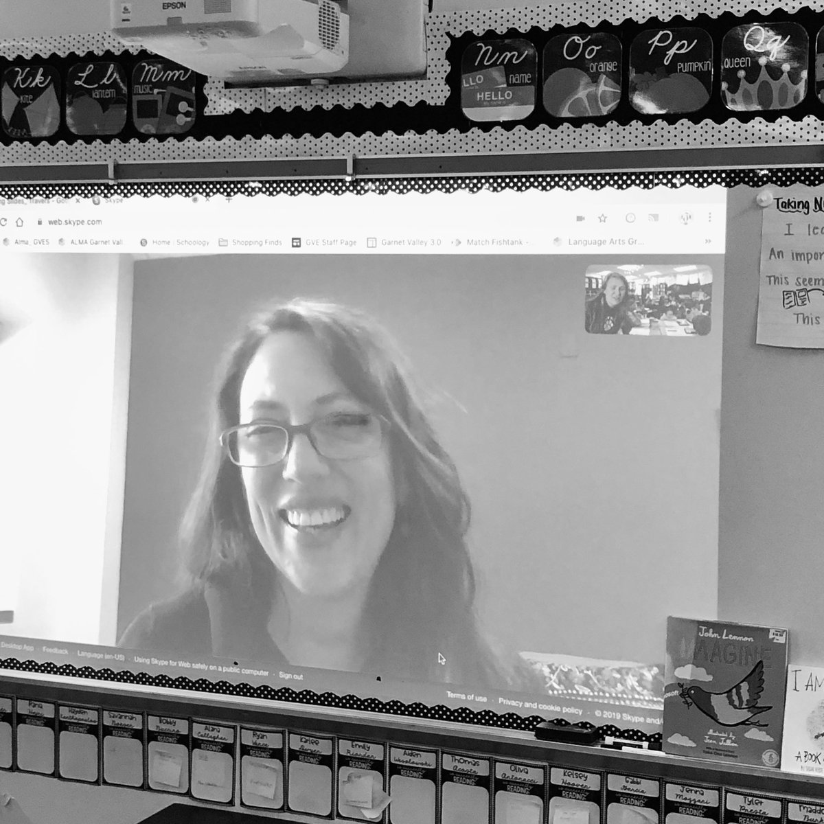 #kidsneedmentors has connected us with the incredible @JenniferRBarr ! 🍎 Letters, pictures, her newest book— Goodbye Mr. Spalding, and more have been incredible. We loved the Q&A Skype, and we can’t wait for her visit to @GarnetValleyES! 📚🤗#jaguarmax {@GeierTanya}