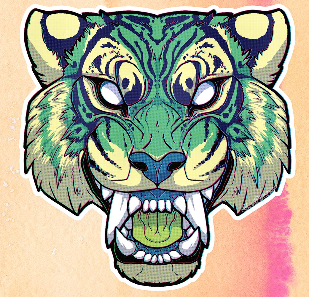☢️TOXIC TIGER☢️
--
The second stickerweek design for my patrons!
This was a lot of fun to play with, gah I can't wait for these to come in!