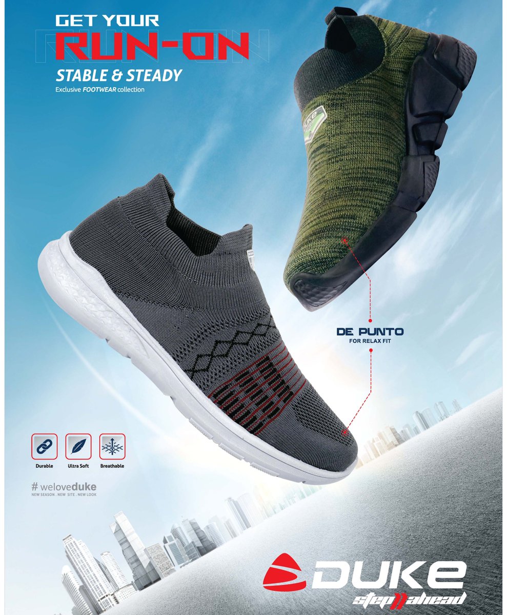 Dukefashions's tweet photo. Make your Run more comfortable with DUKE SPORTS Shoes.
#Duke #RUNON #Shoes #Footwear #Lifestyle #Comfortable #Stylish #Durable #WearDuke #DukeFashion #Shopping #EOSS https://t.co/3mDSPY7ucG