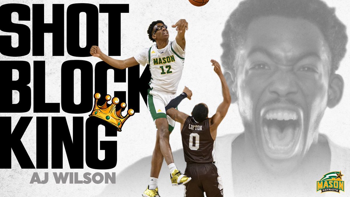 MasonMBB's tweet photo. CONGRATS TO THE NEW MASON SINGLE-SEASON KING! 👑

Tonight with his 3rd block, AJ passed Mason great George Evans to become the Patriot all-time single season blocks leader (78)

Go AJ Go! 🔰 https://t.co/0OKQRqC7ZE