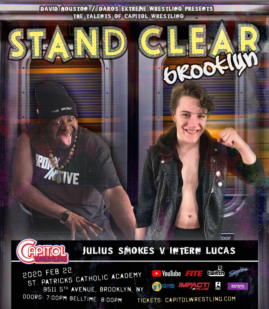 Seems there is no rest for the weary as Zac Amico has penciled Intern Lucas in for another match on 2/22 against none other than Julius Smokes.

Will the young boy of the Hudson County Horrorshow survive "The Devil's Son in Law"?

TICKETS: CapitolWrestling.com