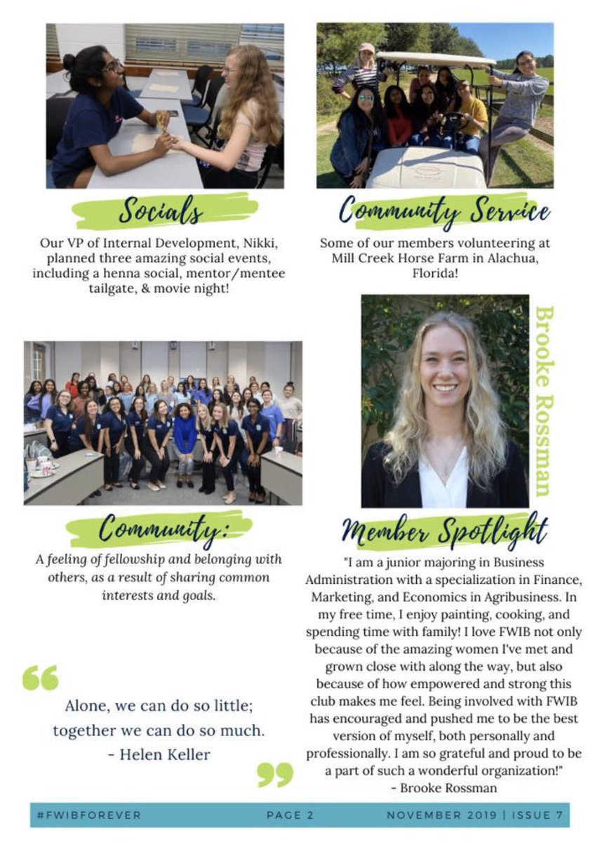 Last November was the end of fall semester for FWIB! Check out the newsletter for a recap of our many socials, community involvement and more during the month of November!!