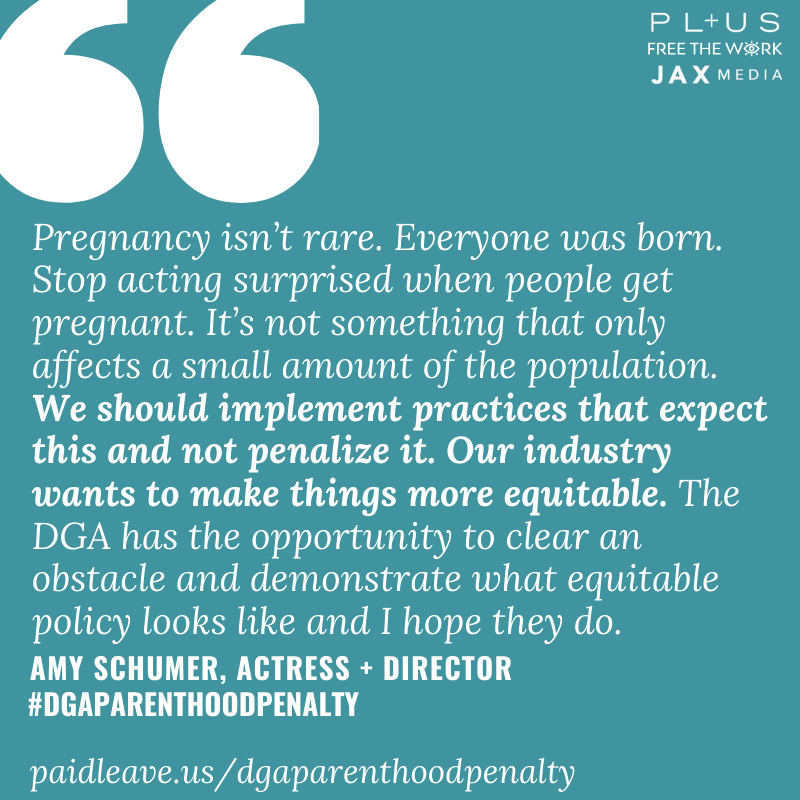 FREETHEWORK's tweet photo. .@amyschumer has signed the letter. Will you join us? Let's show the DGA how dedicated we are to changing the policy that puts new parents at risk of losing their health care.
https://t.co/Wy4POykDqc
@jessicadimmock @PaidLeaveUS @Jax_Media #DGAParenthoodPenalty https://t.co/28hLoBUJXZ