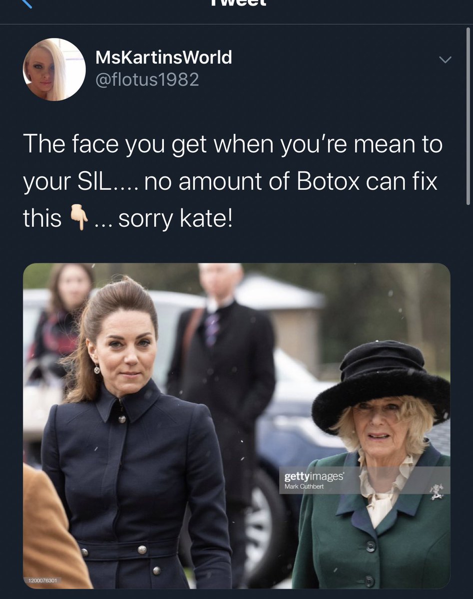 (37/37) her fans constantly drag Kate and Camilla, as well as William, Charles,Anne and the queen (but mainly Kate and I’m starting to see some Camilla) while they support someone who is all about feminism and uplifting/empowering women. Meghan would be embarrassed