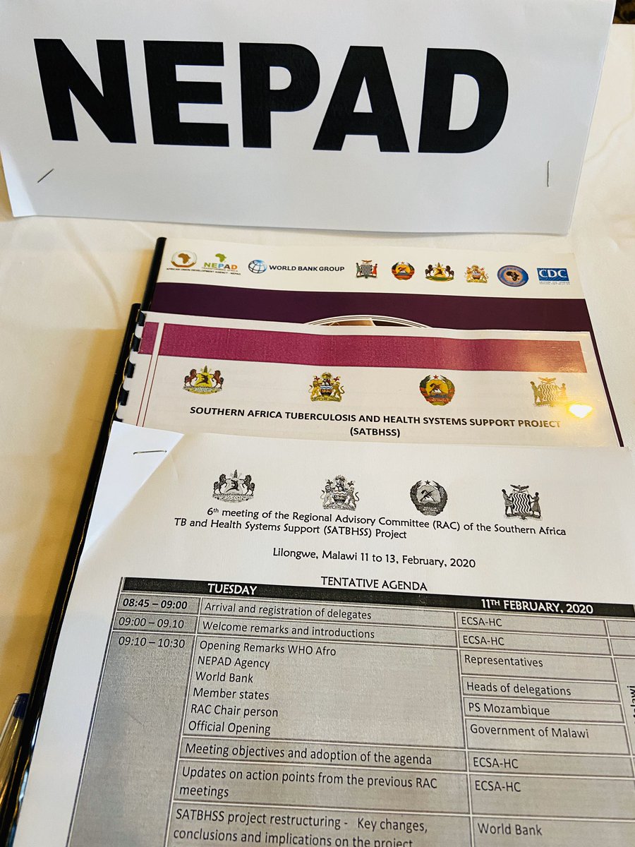 #Day3 - 6th RAC meeting. Agenda: (i) cross-border issues on TB, infectious diseases and Occupational Lung Diseases (OLD) (ii) policy brief presentations from implementing countries (iii) legislative and regulatory reviews on OHS (iv) key follow ups &amp; next steps #6thRACMalawi