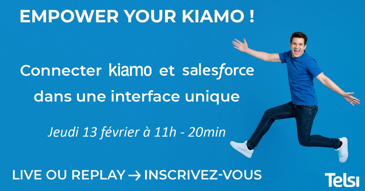 TELSI_FR's tweet image. 📢 Nouveau #webinar technique à 11h - 20 min
👉 bit.ly/38oNYIy
Pas dispo ? Inscrivez-vous pour le replay !
Découvrez les fonctionnalités de notre #kiamo #salesforce ! Connectez votre outil #multicanal à votre #CRM et gagnez 20 à 30 secondes par appel !
#relationclient