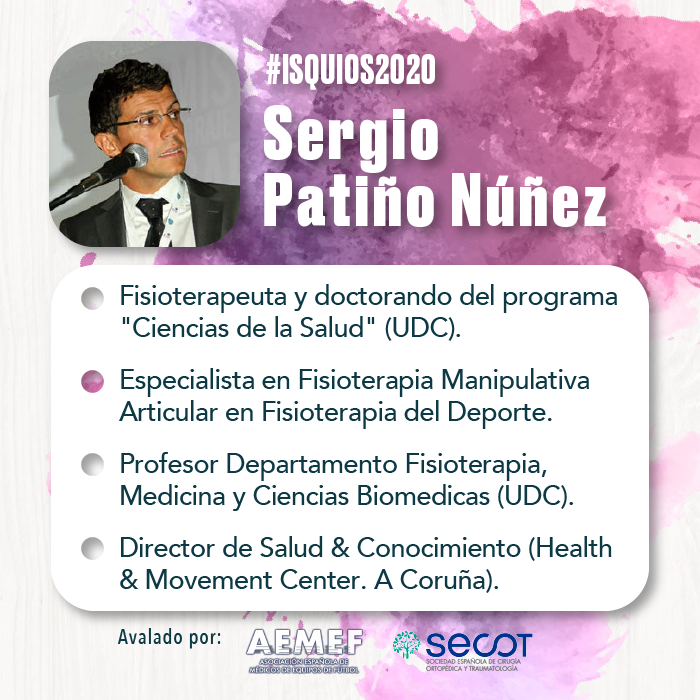 JIsquios's tweet photo. ✅ Sergio Patiño:
Se trata de otro de nuestros ponentes, especializado en #fisioterapia manipulativa articular en fisioterapia del deporte. ¡Os dejamos su CV y su ponencia!

👉No te olvides de inscribirte a la jornada: https://t.co/WZASE16l3c
#Isquios2020 #Lesiones #Deporte https://t.co/nqY03ywpPN